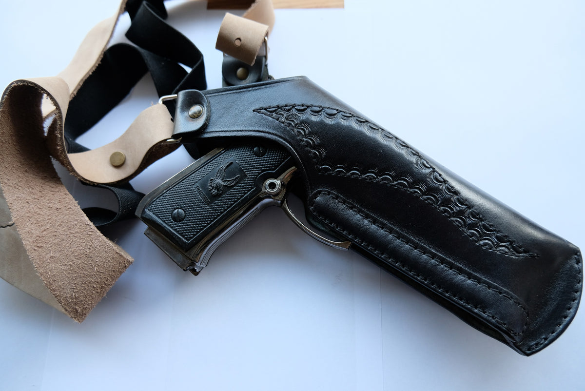 Gun Holster Leather For 1911 3.5" Shoulder Rig Chest Vest Vertical
