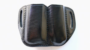 Cal38 Leather OWB Belt Double Magazine Pouch For 9 mm