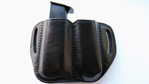 Cal38 Leather OWB Belt Double Magazine Pouch For 9 mm